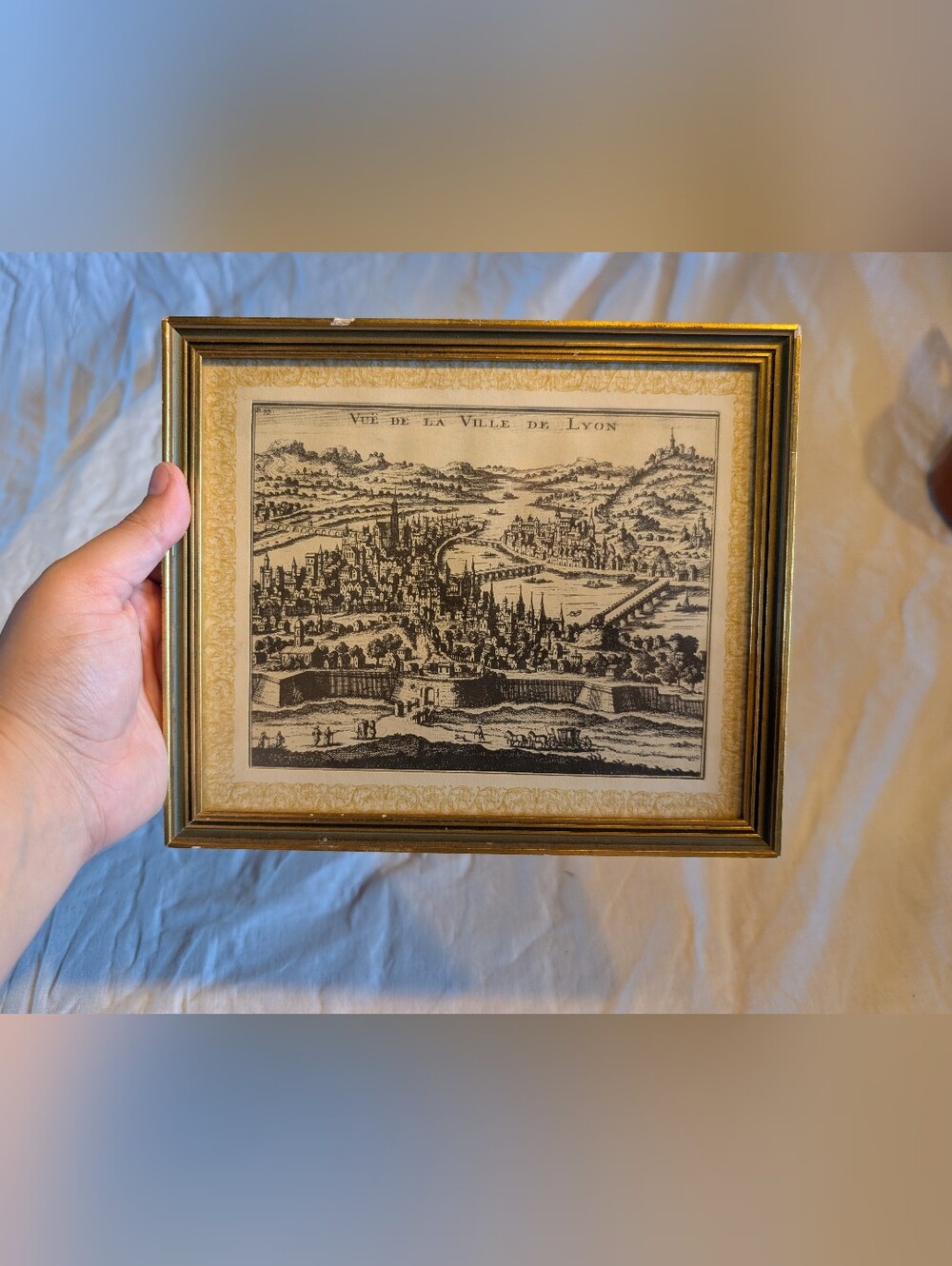 2/80$ Vintage Black and Gold Engraved Cityscape Wall Art